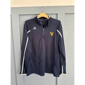 Adidas‎ West Virginia Mountaineers Mens Large Navy Blue 1/4 Zip Pullover 6918A
